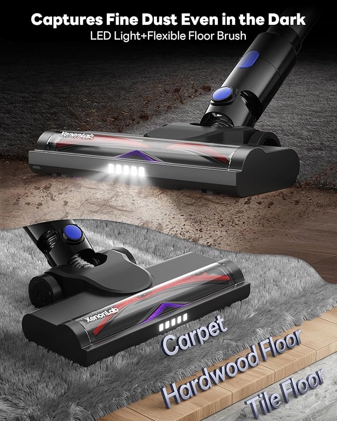 Cordless Vacuum Cleaner 45KPA Stick Vacuum Cleaners for Home with Up to 40 Mins Runtime 6-in-1 Rechargeable Lightweight Vacuum with Powerful Suction for Carpets Pet Hair Hardwood Floors