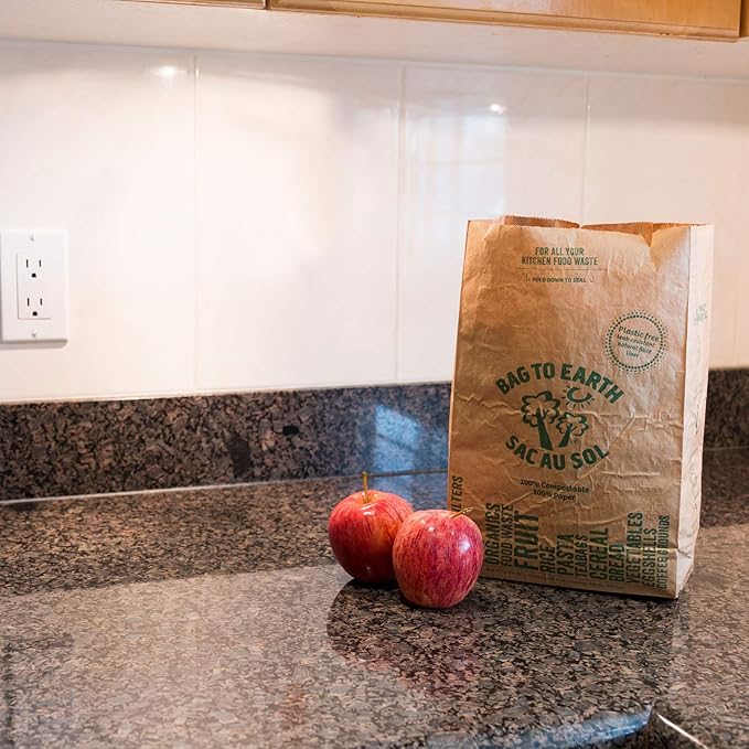 Bag to Earth -Kitchen Food Waste Bag Set of 2 - Compostable Leak-Resistant 3.0 Gallons 60 Count