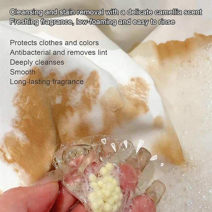 Scented Laundry Beads Camellia Fragrance Fabric Washing Beads Long-Lasting Clothing Detergent for Stain Removal Smoothness Freshness Daily Laundry