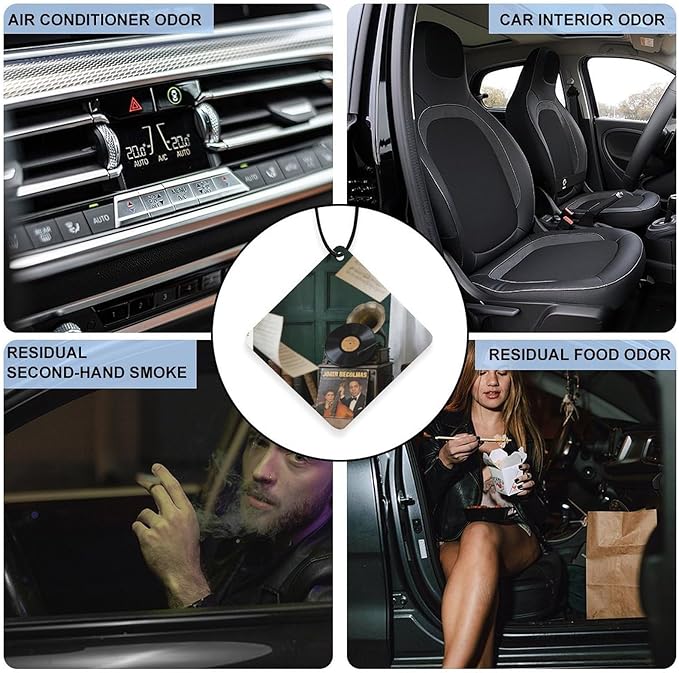 5PCS Car Air Freshener Hanging Personalized Double Sided Vintage Phonograph Car Fresheners Long Lasting New Cars Scents Cute Automotive Freshies for Closets Drawers (tea)