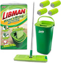 Libman Rinse 'n Wring Mop and Bucket System | Microfiber Floor Mop | Hardwood Floor Cleaner | Wet &amp Dry Mop | Clean &amp Dirty Water Chambers | Power Blades | 5 Total Microfiber Pads