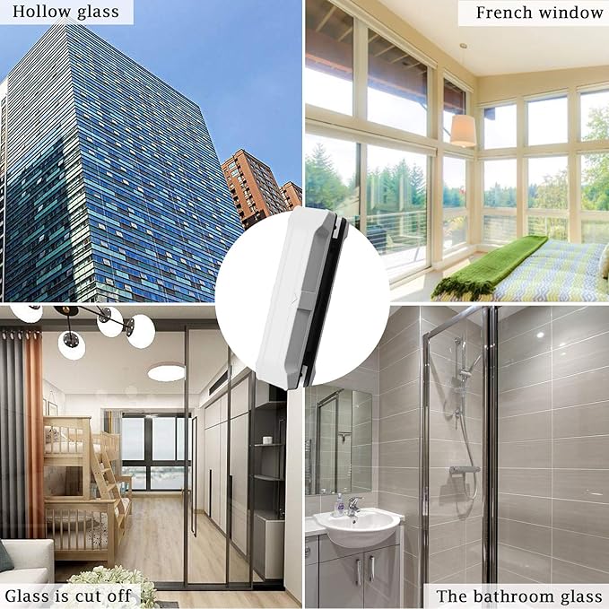 Upgrade Magnetic Window Cleaner Double Side Glass Wiper Cleaner for Single or Double Glazed Window 0.1-1.2 Indoor &amp Outdoor Glass Washing Cleaning Tool Brush (White(Single Glass 0.3-0.6))