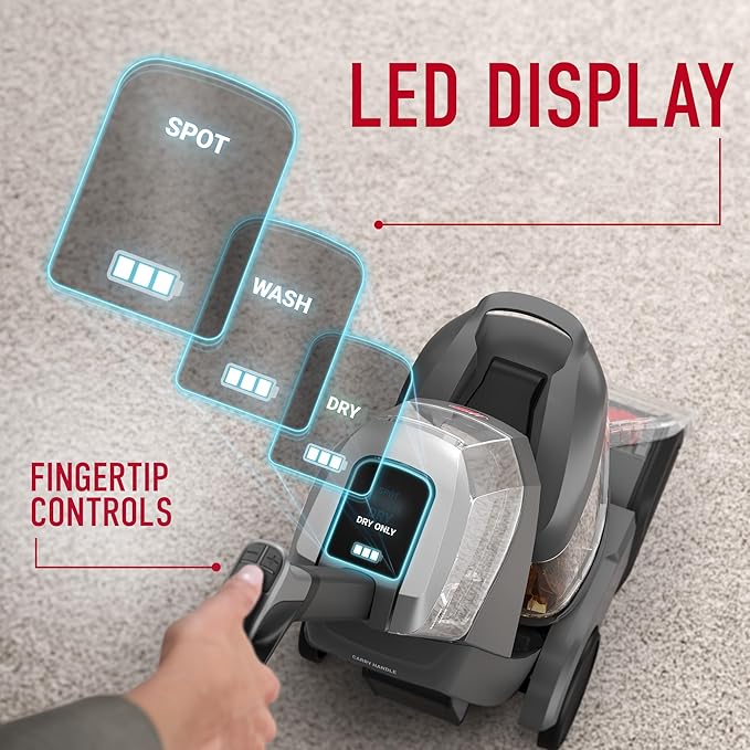 Hoover ONEPWR SmartWash Cordless Carpet Cleaner Machine Deep Cleaning Carpet Shampooer Machine Pair with a Hoover Carpet Cleaner Solution for a Bright Refreshed Home