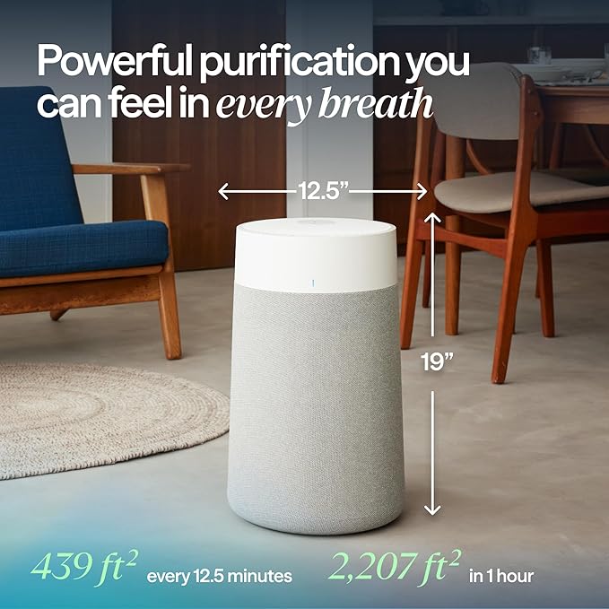 BLUEAIR Air Purifiers for Medium Rooms Bedroom Kitchen Cleans 1858 sqft in one hour HEPASilent Smart Air Cleaner for Home Pets Allergies Virus Dust Mold Smoke - Blue Pure 311i Max