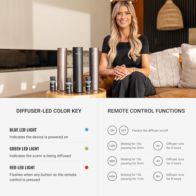 Hotel Collection Studio Pro Essential Oil Diffuser - 600 sq ft Coverage Wired &amp Portable with Remote - Cold-Air Diffusion - Only Works with Pro Pod Bottles - Champagne