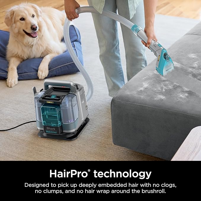 Shark StainStriker HairPro Portable Carpet Upholstery &amp Area Rug Cleaner Stain Hair &amp Odor Remover 3 Tools &amp dual activated Solution Teal PX253BRN