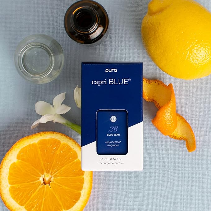 Capri Blue Pura Smart Home Plug-in Diffuser Refills – Includes 2 Capri Blue Pura Refills for Plug In Diffusers for Home - Long Lasting Luxury Scents - Blue Jean (Pack of 2)