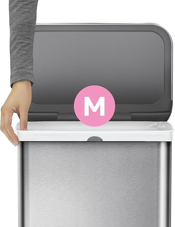 simplehuman Code M 100 Count Dispenser Pack Custom Fit Liners Drawstring Trash Bags 45 Liter / 11.9 Gallon White