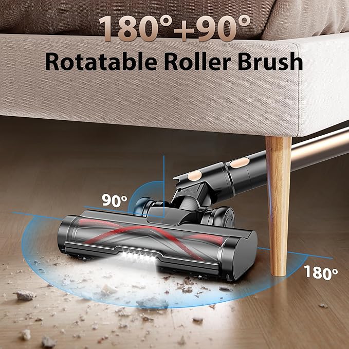 Tikom V850 Cordless Vacuum Cleaner for Home 50000Pa/550W 70Mins Stick Vacuum with LED Touch Screen 1.8L Dust Cup Charging Wall Dock Anti-Tangle Lightweight Vacuum for Pet Hair Hard Floor Carpet
