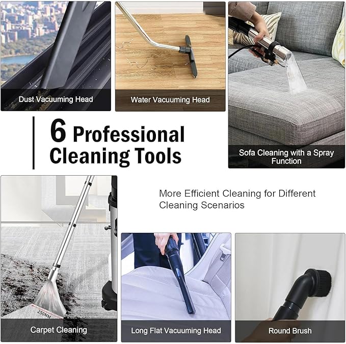 30L/40L/60L Commercial Carpet Cleaning Machine 3 in 1 Professional Extractor Upholstery Wet Dry Vacuum Cleaner Portable Spot Cleaner for Hotels Offices 30L