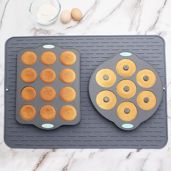 To encounter Silicone Dish Drying Mat - Extral Large 20 x 16 - Set of 2 Flexible Rubber Drying Mat Heat Resistant Silicone Trivet Countertop Mat Dish Draining Mat Sink Mat