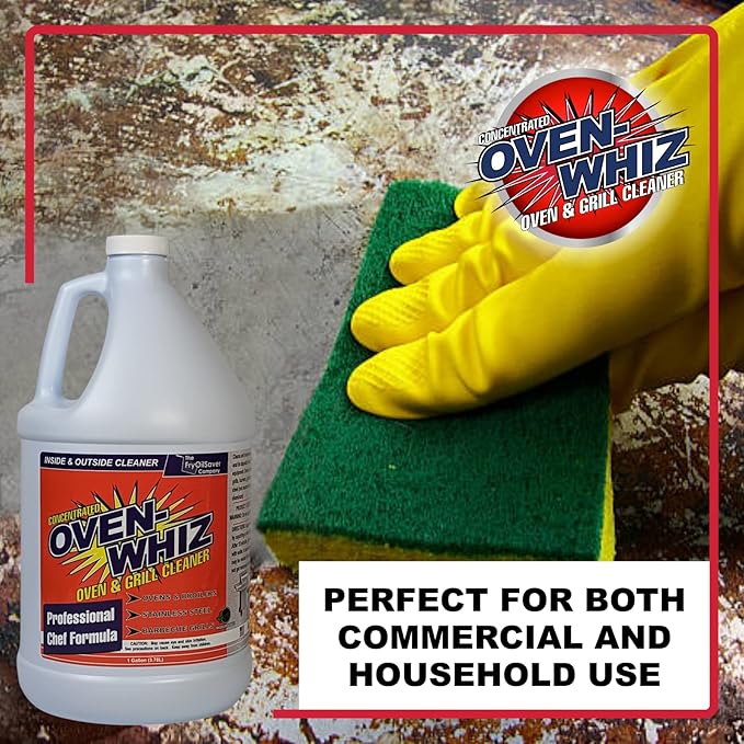 1 Gallon (128 Oz.) Oven-Whiz Oven &amp Grill Cleaner by FryOilSaver Co. Removes Tough Stains Carbon Grease &amp Food Burnt for BBQ Grills Ovens Grates for Home Kitchens Restaurant Food Trucks