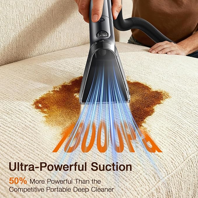 LABIGO Portable Carpet &amp Upholstery Cleaner 18Kpa Carpet Cleaner Machine for Deep Stain Removal Spot Cleaner for Pet Accidents Area Rugs Stairs Car Seats &amp Couches Includes Tools &amp S