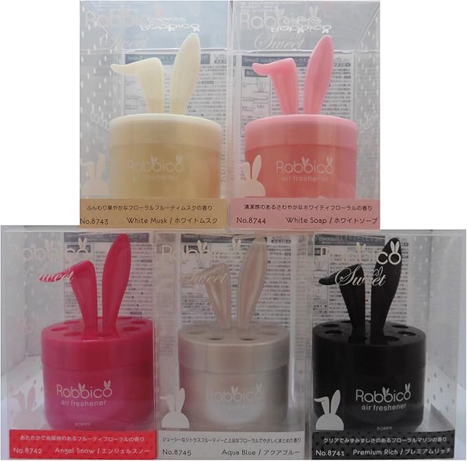 Rabbico Sweet 3 Packs Rabbit lovely ears shape for Car Home Office Air Freshener White Musk Scent - Beautiful mix of floral fruity musk fragrances