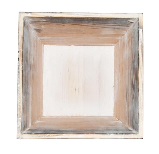 Owlgift Decorative Rustic Whitewashed Wood Trash Can Farmhouse Stylish Wooden Waste Basket Near Desk Square Garbage Cans Trashcan with Metal Brackets for Office Bedroom &amp Bathroom