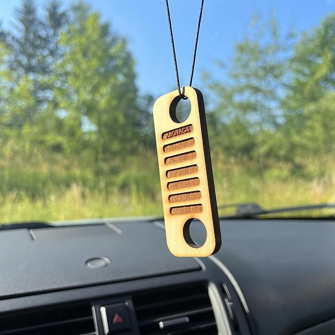 Arotags Offroad Wooden Car Air Freshener - Long Lasting Backwoods Birch Scent Diffuses for 365+ Days - Includes Hanging Mirror Diffuser and Fragrance Oil - 100% American Made