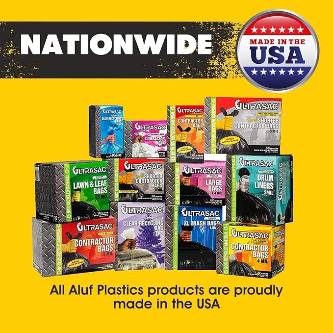 Aluf Plastics 7-10 Gallon 1 MIL Thick Clear Heavy Duty Trash Bags - 24 x 23 - Pack of 2000 - For Recycling Kitchen Contractor &amp Outdoor