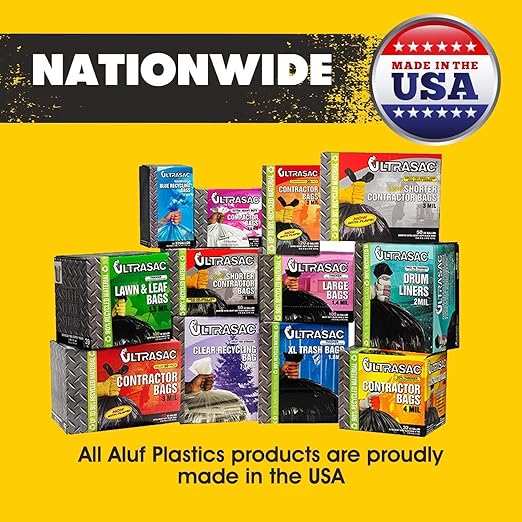 Aluf Plastics 55-60 Gallon 2 MIL (equivalent) Thick Clear Heavy Duty Trash Bags - 38 x 58 - Pack of 400 - For Recycling Kitchen Contractor &amp Outdoor
