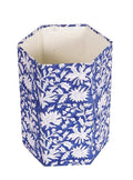 Handmade Cotton Paper Waste Basket Stylish Trash Can for Home or Office (1 Blue FLOWAR)
