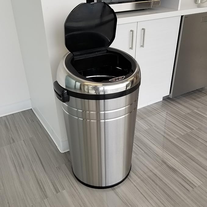 iTouchless 23 Gallon Touchless Sensor Trash Can with Odor Control System &amp Wheels 87 Liter Commercial Size Automatic Garbage Bin Brushed Stainless Steel