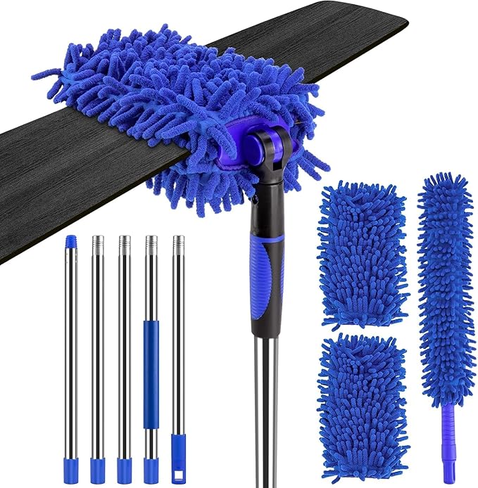 Ceiling Fan Cleaner Duster with 80 Extension Pole Flexible and Washable Chenille Fan Duster for High Ceiling Fan Blades Light Fixtures Furnitures