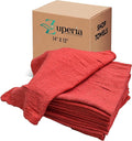 ZUPERIA Cotton Shop Towel – Multipurpose Cleaning Cloths (14 x 12 - Pack of 150 - Red) Reusable Shop Rags for Automobiles Industrial Restaurants Garage and Homes