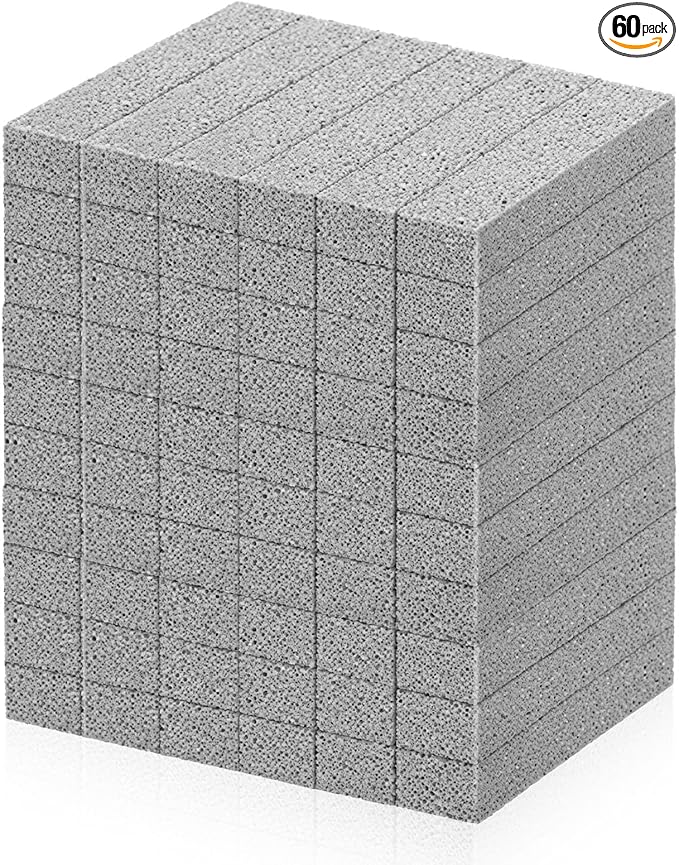 60 Pcs Pumice Stone for Toilet Cleaning Bowl Pumice Scouring Stick Pad Hard Water Stain RemoverCleaning Stones for Toilet Stove Oven Bathroom Grill Kitchen Sinks
