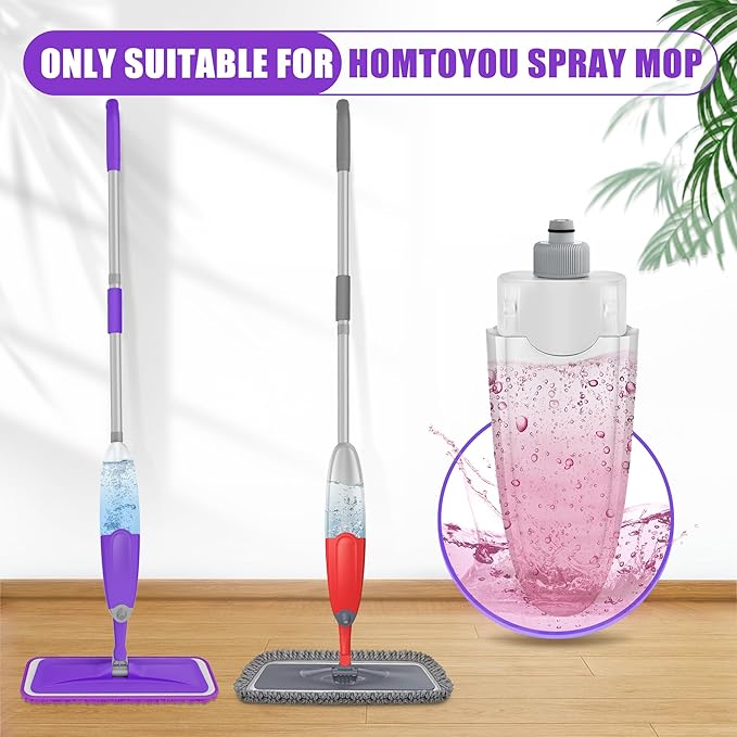 HOMTOYOU Spray Mops for Floor Cleaning with 2 Bottles and 3 Pads