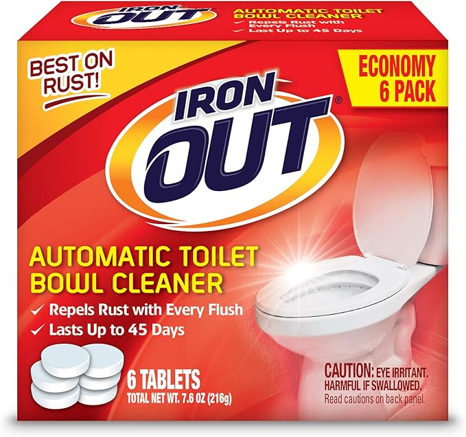 Iron OUT Automatic Toilet Bowl Cleaner Repel Rust and Hard Water Stains with Every Flush Household Toilet Cleaner Pack of 6 24 Tablets
