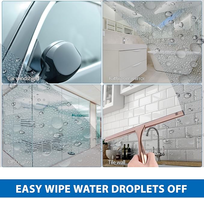 Stainless Steel Window Squeegee with Copper Silicone Handle Shower Glass and Mirror Cleaning Tool Household Bathroom and Car Cleaning Scraper