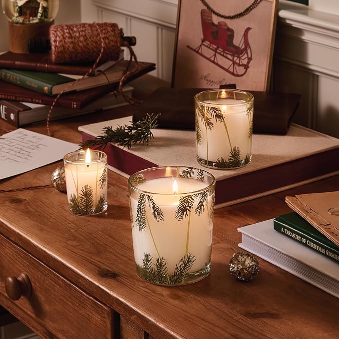 Thymes Frasier Fir Pine Needle Candle – Holiday Candles for Home Scented with Notes of Crisp Siberian Fir Cedarwood &amp Sandalwood – Christmas Decor – Christmas Gifts for Women &amp Men (13 oz)