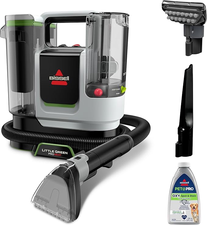 BISSELL Little Green ProHeat SmartMix Portable Deep Cleaner Self-Cleaning Tough Stain Tool and Specialized Pet Hair Removal Tool Included 3935
