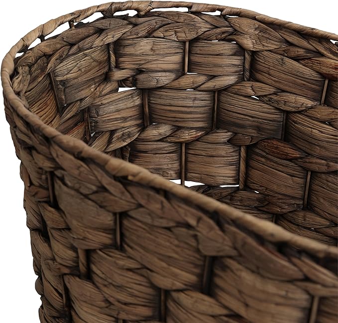 happimess HPM1401B-SET2 Miles Rustic Farmhouse Handwoven Water Hyacinth 4.5-Gallon Tapered Oval Wicker Watebasket Brown (Set of 2)