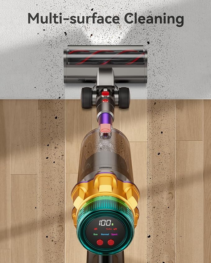 Cordless Vacuum Cleaner 50KPA 65Mins XL Dust Cup Vacuum Cleaners for Home Stick Vacuum with Anti-Tangle BrushLED DisplaySelf-Standing Vacuum Cordless for Hardwood Floor Carpet Pet Hair