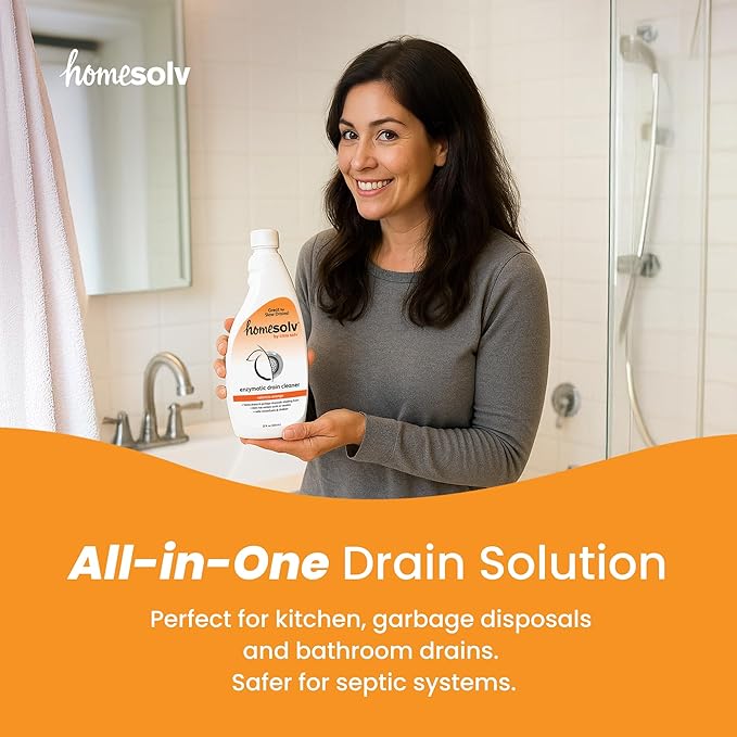 Enzyme Drain Cleaner and Deodorizer - Breaks Down Grease Build Up Eliminating Odors and Smells Septic Safe Non-Caustic Sink Drain and Garbage Disposal Cleaner (22 Fl Oz 2 Pack)