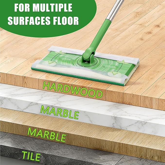 120ct Dry Sweeping Cloths Refills for Swiffer Sweeper Mop + Deluxe Heavy Duty Dry Sweeping Cloths Disposable Microfiber Duster Mop Pads for Cleaning Hardwood Floor Dust and Pet Hair