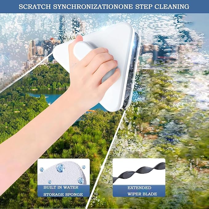 Magnetic Window Cleaner ToolWindshield Cleaner Tool MagneticDouble-Sided Cleaner Glass Tool High Rise and CarMagnetic Windshield Cleaner for High Rise Car Glazed