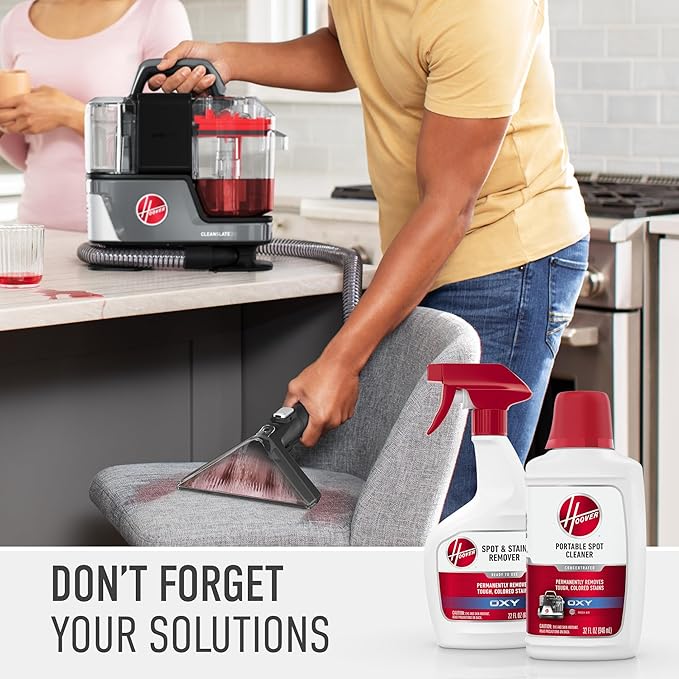 Hoover ONEPWR CleanSlate Cordless Portable Carpet + Upholstery Spot Cleaner Machine Powerful Suction Versatile Tools Car and Auto Detailer Pair with Hoover Spot &amp Upholstery Cleaner Solution