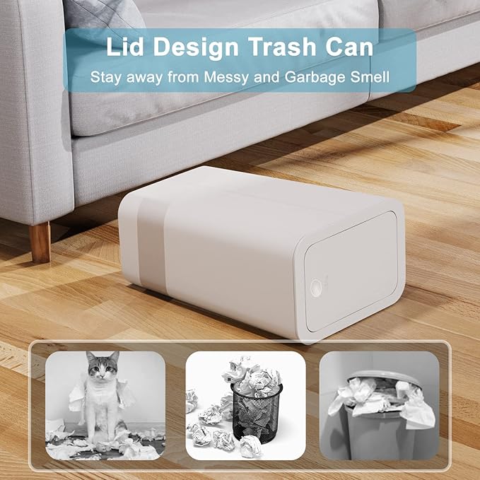 N. NETDOT 3 Pack (2 of 4 Gal &amp 1 of 2.6 Gal) Small Trash Can with LidBathroom Garbage Can with Pop-Up LidWaste Basket for BathroomKitchenBedroomPowder RoomCraft RoomOfficeCollege (Off Whit