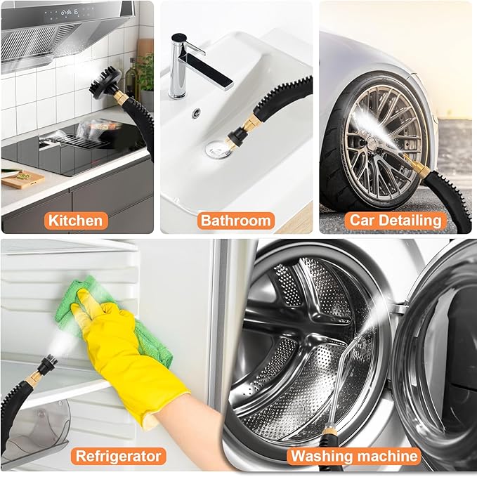 Sararoom 2500W Handheld Steam Cleaner High Pressure Steamer for Cleaning with 1L Large Capacity Water Tank 6 High Speeds Portable Steam Cleaning Machine for Kitchens Tiles Car Tires Bathrooms