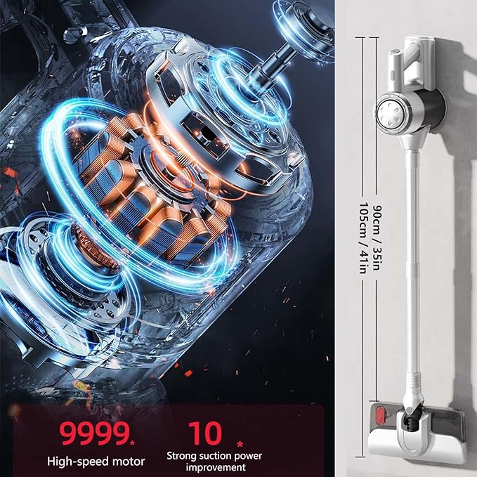 Lightweight Cordless Wireless Vacuum Cleaner for Home 5 in 1 18Kpa 8000mah Battery Vacuum Cleaner All in One Carpet Vacuum for Home Carpet Floor Pet HairWhite