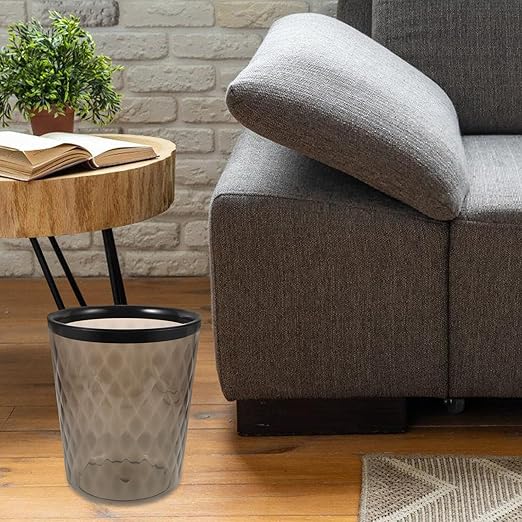 Large Capacity Lidless Trash Can with Pressing Ring Plastic Wastebasket for Home Bedroom Kitchen Office Reusable Sturdy Container for Household Garbage and Recycling
