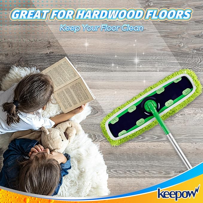 KEEPOW Reusable XL Mop Pads Compatible with Swiffer XL Sweeper XL Dry Sweeping Cloths XL Wet Mopping Cloths Washable Microfiber XL Wet Pads Refills for Surface/Hardwood Floor Cleaning 8 Pack