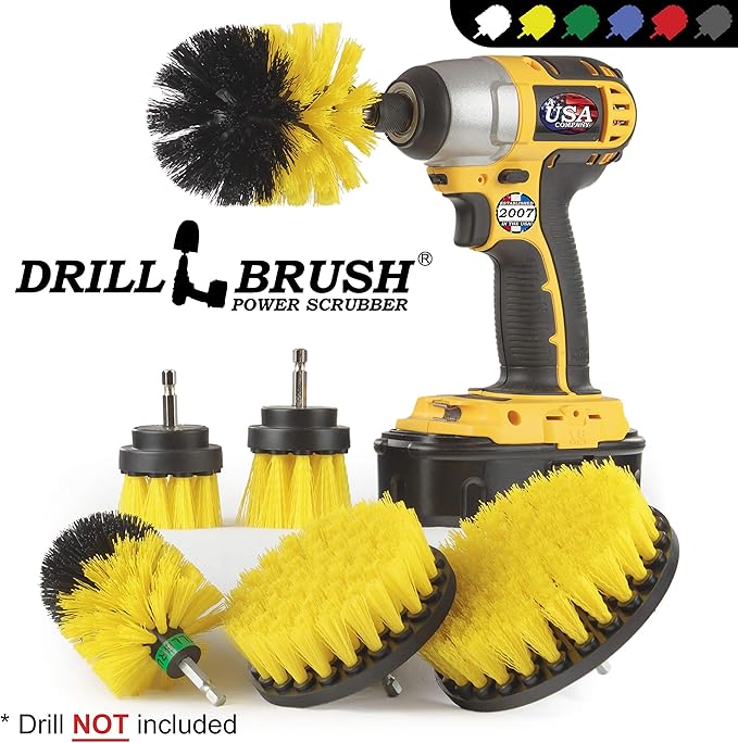 Drill Brush Attachments for Cleaning Shower Bathroom Grout Tile Bathtub Bath Mat Sink Tile Porcelain Fiberglass Cast Iron Flooring – Grout Cleaner Drill Brush Set - Bathroom Accessories Kit