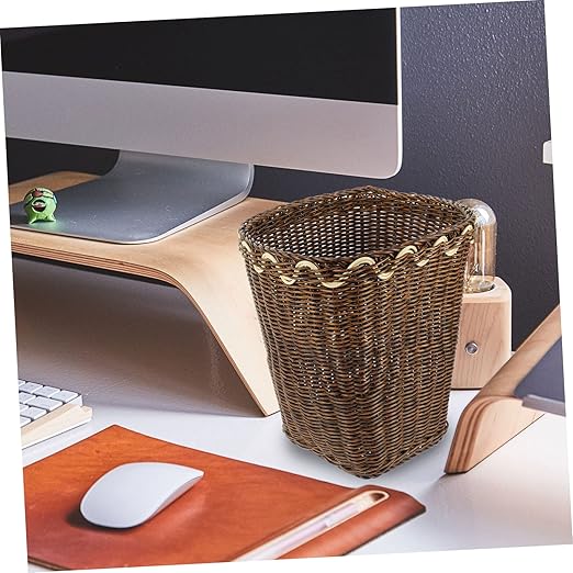 NUOBESTY Storage Basket Multi-Function Waste Basket Natural Style Trash Can for Home