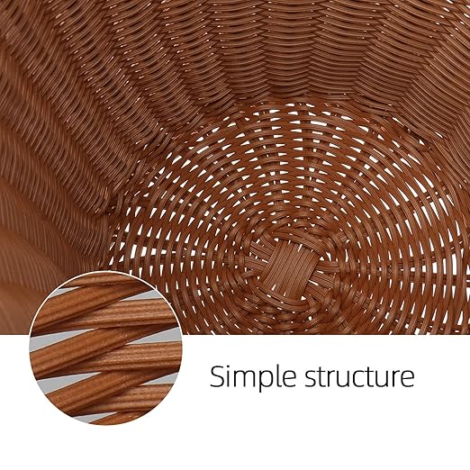 Woven Rattan Trash Basket Sundries Storage Container 29X29Cm Handmade Rattan Wastebasket for Home Office Bathroom Bedroom Without Lid Random Color Random Color