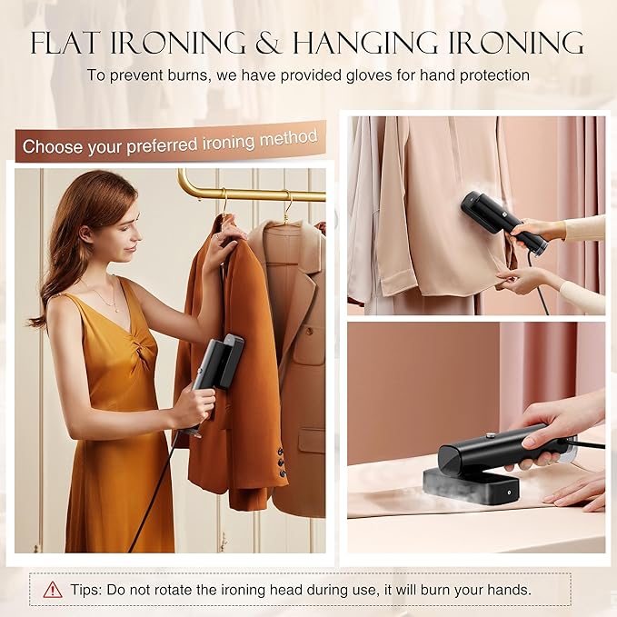 Steamer for Clothes Portable Handheld Garment Steamer for Fabric Wrinkles Remover 15s Fast Heat-up 90ml Water Tank with Heat-Resistant Gloves Convenient clothes steamer for Home Travel 2