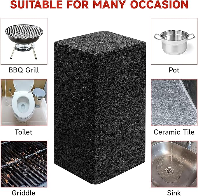 Grill Cleaning Brick 4-Pack – Non-Toxic Chemical-Free Commercial Grade Pumice Grill Cleaner Blocks for BBQ Grates Flat Top Griddle &amp Burnt Grease Removal
