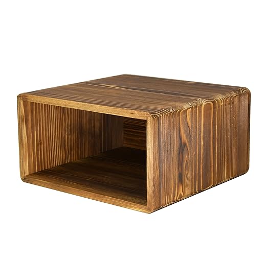 Owlgift Wooden Rustic Burnt Waste Basket Trash Bin Rectangular Wastebaskets Bathroom Garbage Can Bedroom Trash Can Dorm Recycle Bin Office Trash Can Wooden Wastebasket Wooden Décor
