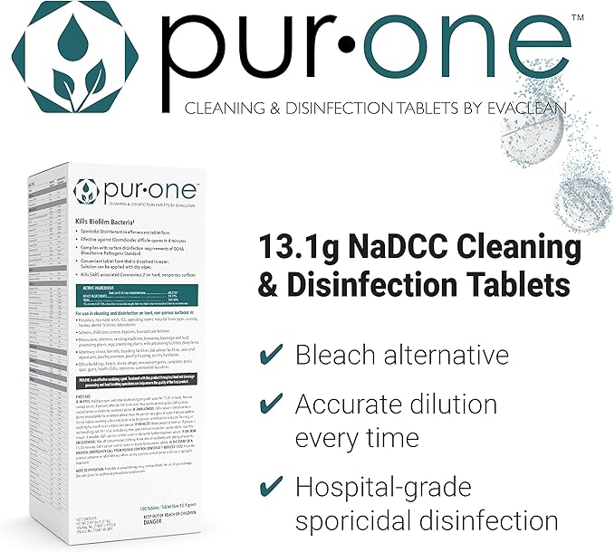 13.1g Cleaning &amp Disinfection Tablets EPA Registered Hospital Grade HOCl Cleaner Eliminates 99.9% of Microbes and Contaminants Cleans Mold &amp Mildew Bleach Alternative Sanitizer Tablets